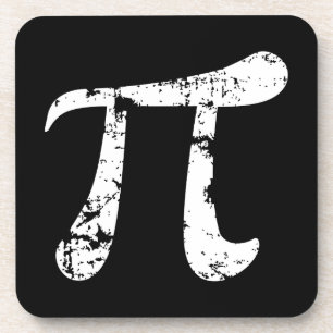 White Grunge Pi Symbol Coaster