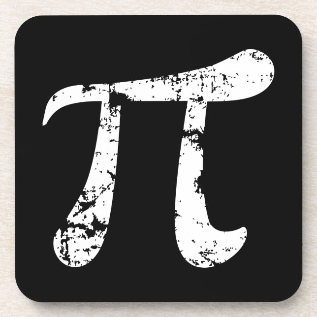 White Grunge Pi Symbol Coaster (Front)