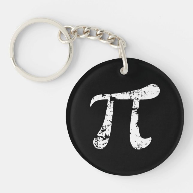 White Grunge Pi Symbol Key Ring (Front)