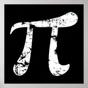 White Grunge Pi Symbol Poster