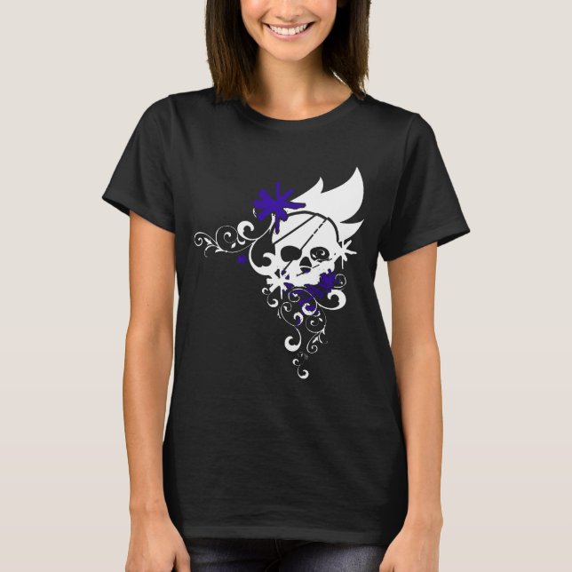 White Grunge Skull Tee (Purple) (Front)