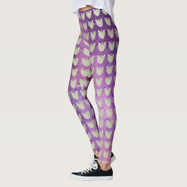 White Guardian Angel Art Custom Holiday Leggings (Left)