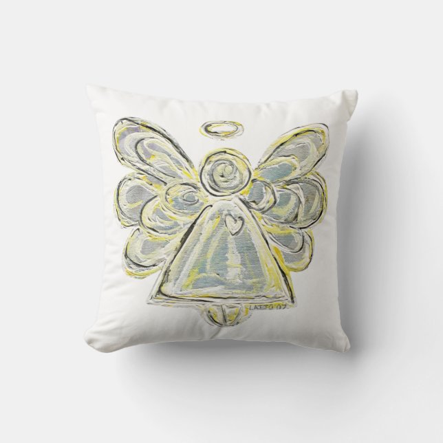 White Guardian Angel Decorative Art Throw Pillow (Front)