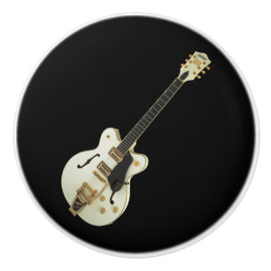 White Guitar Black Background Knob