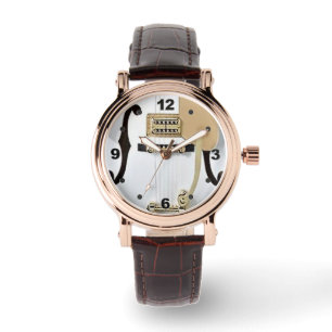 white guitar leather watch