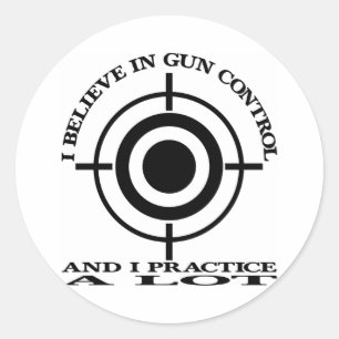 White Gun Control Practice Lot Classic Round Sticker