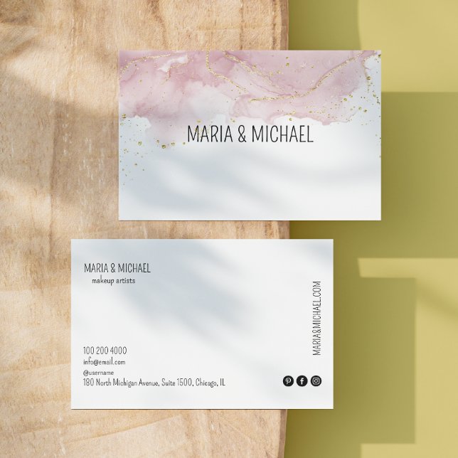 White Hair Salon Rose Gold Handwritten Business Card (White Hair Salon Rose Gold Handwritten Business Card)