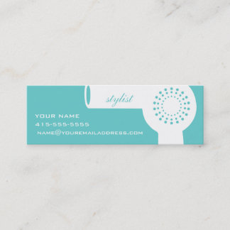 White Hairdryer & Teal Stylist Card