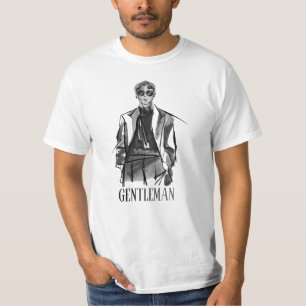 White Half Sleeve T-shirt with Brush Gentleman