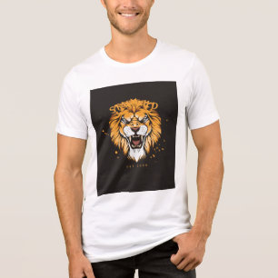 white half sleeve t shirt with lion design