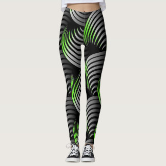 White Half Swirling on Black Background  Leggings