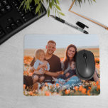 White Half Wreath Overlay Family Photo Mouse Pad<br><div class="desc">Photo mouse pad printed with your family photo. Add your family name in white letters above a hand-drawn illustration of a half wreath of leaves and berries. Great gift for a mum or a dad.</div>