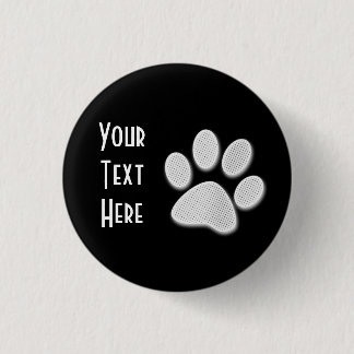 White Halftone Paw Print 3 Cm Round Badge