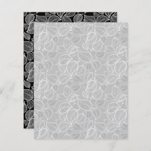 White Hand-Drawn Leaves on Silver Scrapbook Paper