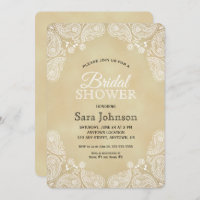 White Hand Drawn Paisley, Rustic Bridal Shower