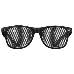 White Hand Drawn Stars On Black Retro Sunglasses