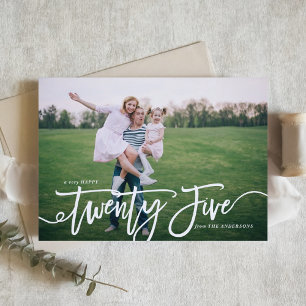 White Hand Lettering Happy New Year Photo Holiday Card