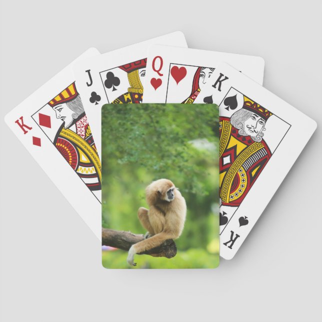White Handed Gibbon on a Tree Playing Cards (Back)