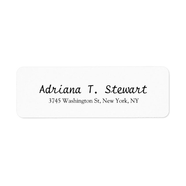 White Handwriting Professional Elegant Simple Return Address Label (Front)