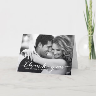 White Handwritten Script Wedding Thank You Card