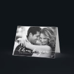 White Handwritten Script Wedding Thank You Card<br><div class="desc">Customisable wedding thank you card featuring white hand-lettered script. Fun and whimsical wedding thank you cards for your loved ones!</div>