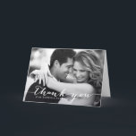 White Handwritten Script Wedding Thank You Card<br><div class="desc">Customisable wedding thank you card featuring white hand-lettered script. Fun and whimsical wedding thank you cards for your loved ones!</div>