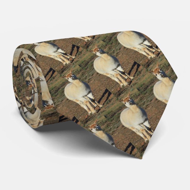 White Happy Big Woolly Alpaca, Neck Tie (Rolled)