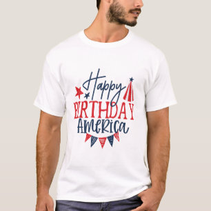 White Happy Birthday America Shirt