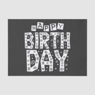 white happy birthday typography text tissue paper