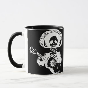 white happy cinco de mayo mariachi skeleton mug