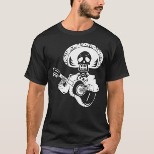 white happy cinco de mayo mariachi skeleton T-Shirt