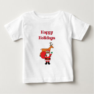 White Happy Holidays African American Santa Claus Baby T-Shirt