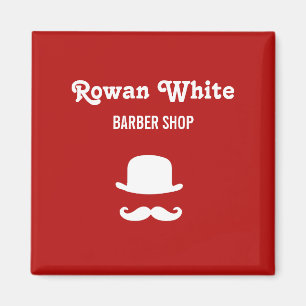White hat and moustache silhouette red magnet
