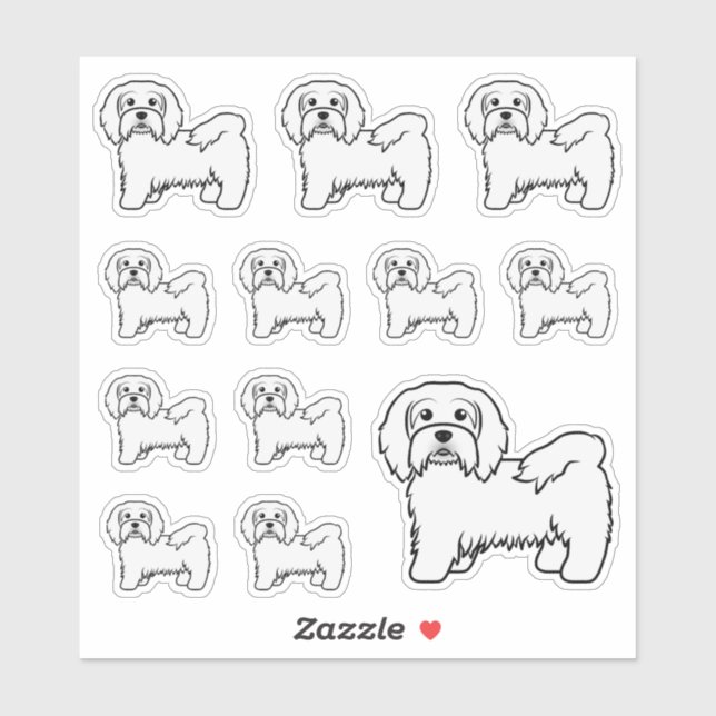 White Havanese Cute Cartoon Dog Illustrations (Sheet)