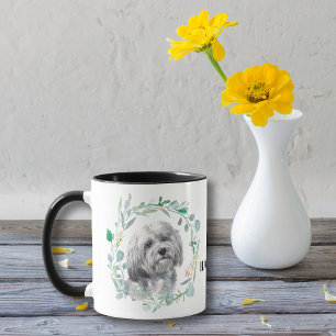 White Havanese Dog Wreath Coffee Mug