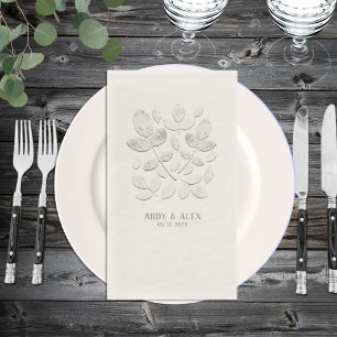 White Haven Leaf Wedding Ecru Beige Napkin