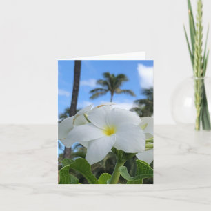 White Hawaiian Flowers Folded Greeting Card