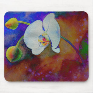 White Hawaiian orchid watercolor painting Mouse Pad