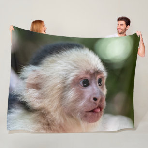 WHITE HEADED CAUPCHIN MONKEY FLEECE BLANKET