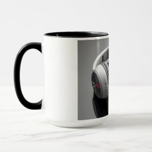 white headphones mug