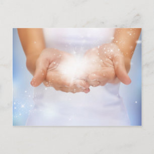 White healing flame energy hands by healing love postcard