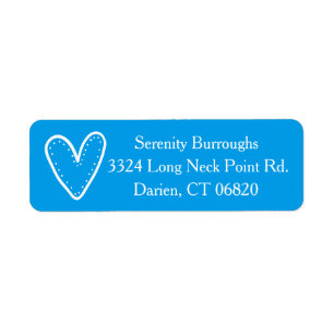 White Heart Blue Love - Wedding / Engagement Return Address Label