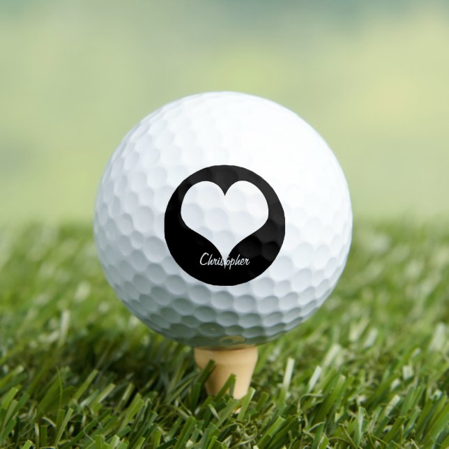 White Heart Design Personalised Golf Balls (Insitu Tee)