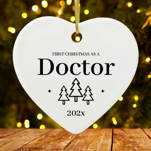 White Heart First Christmas as a Doctor Ornament