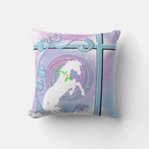 White Heart Horses V Holiday (Pink/Lav Swirl/Wind) Cushion