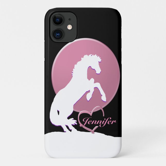 White Heart Horses V (pink) Case-Mate iPhone Case (Back)