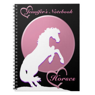 White Heart Horses V (Pink) Notebook