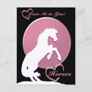 White Heart Horses V (Pink) Postcard