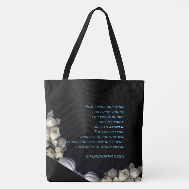 "White heart in black from moon" & Doubt Tote Bag (Front)