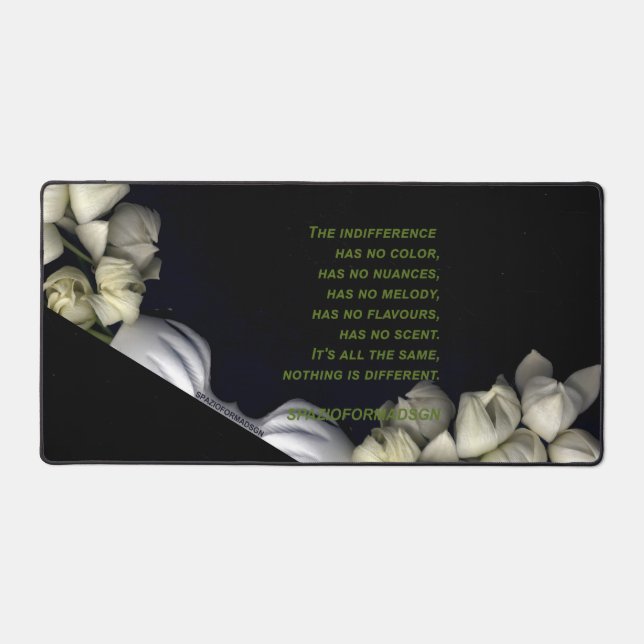 "White heart in black from moon" & Indifference Desk Mat (Front)
